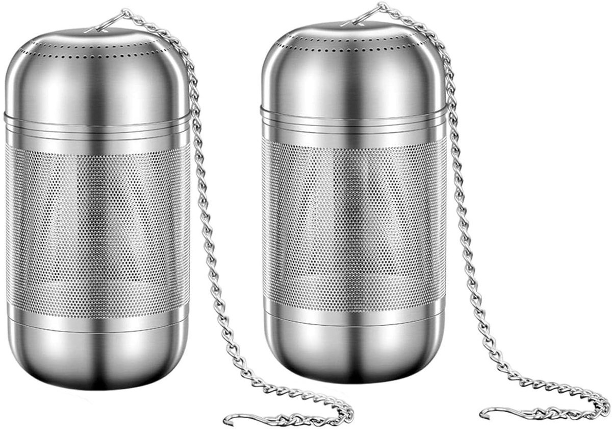 2 stuks - Thee-eieren - Roestvrijstalen kruidenbal Roestvrijstalen thee-ei Luie thee-eizakken voor het koken Thee-infusers voor losse thee Theezeefjes met schroefdraad Pekelmand Mesh Thee Huishoudelijke soep - 8*4 cm - 316 roestvrij staal