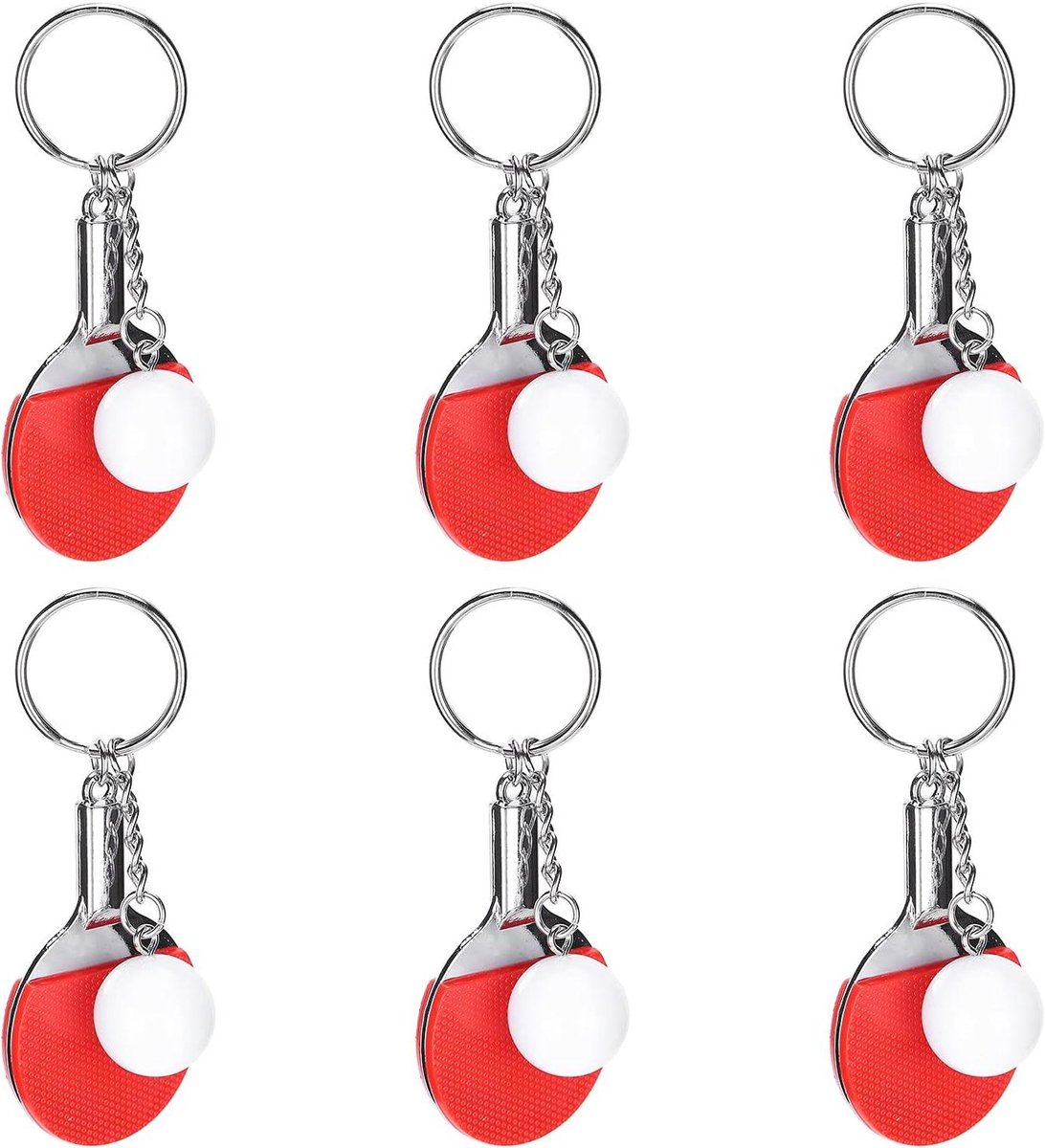 Sport Sleutelhangers - Tafeltennis hangers - Sport cadeau - Set van 6 stuks - Mini formaat - Metaal