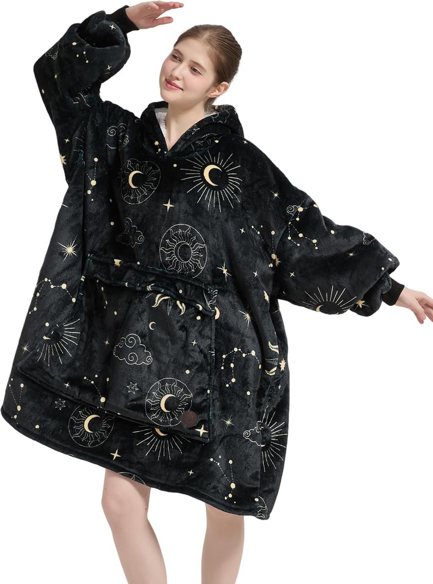 Oversized Hoodie Deken met Capuchon - Super Zachte Pluche Sherpa Voering - Warme TV-Deken voor Volwassenen en Tieners