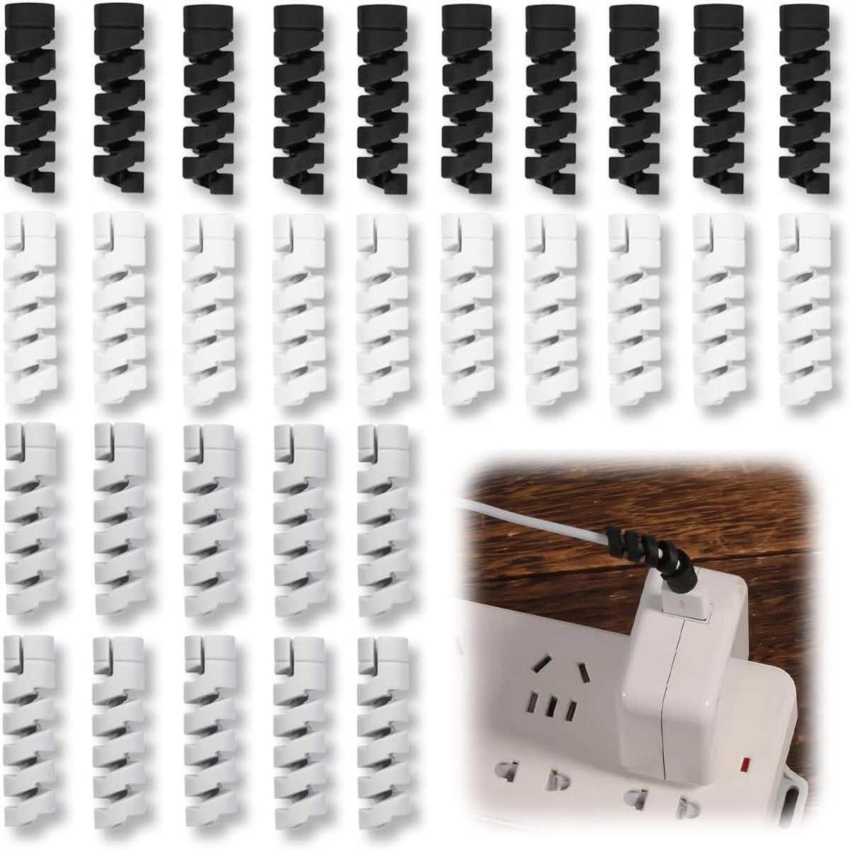 30 Stuks Flexibele Kabelbeschermers Set voor Opladers en Datakabels