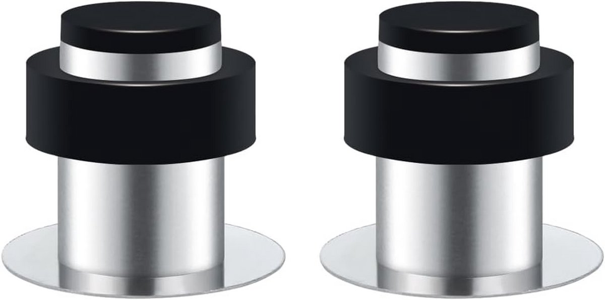 2 stuks Vloer- en Wanddeurstopper RVS Zelfklevend - Hoogte 45mm - Rubber Bescherming