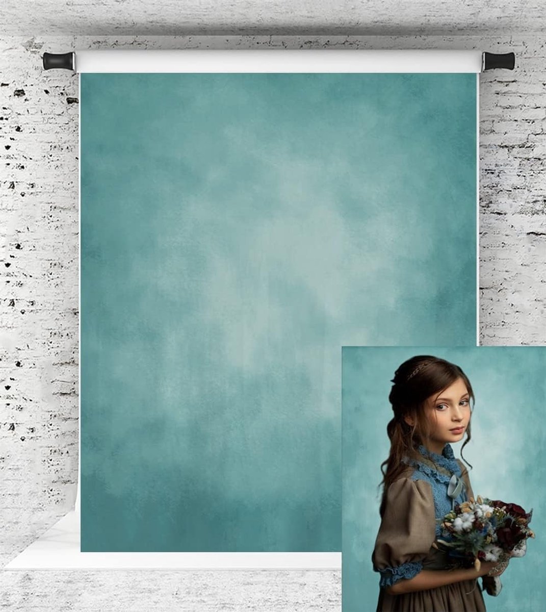 Cosensi- Fotografie Achtergrond Cyaan - 1.5x2.2m - Vinyl Achtergrond - Portret Fotografie - Fotostudio Achtergrond - Hoge Kwaliteit - Fotografie Backdrop
