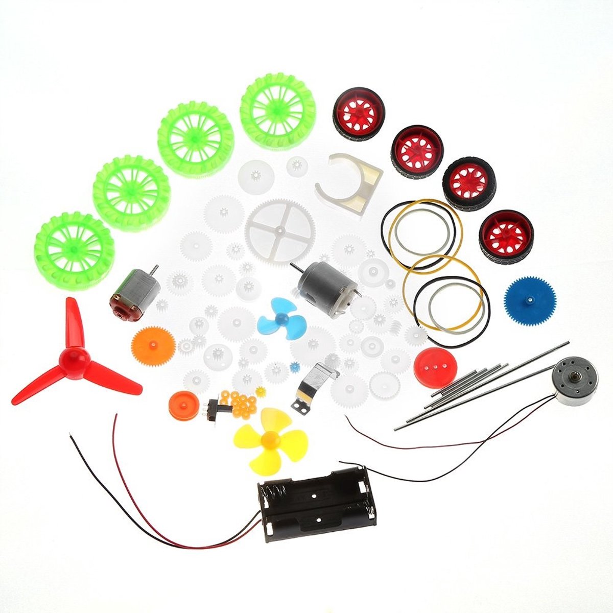Cosensi - Speelgoedauto's - Tandwielen en Riemen - Ideaal voor DIY - Assortiment van Plastic Onderdelen - Geschikt voor Auto's en Robots - 150 g
