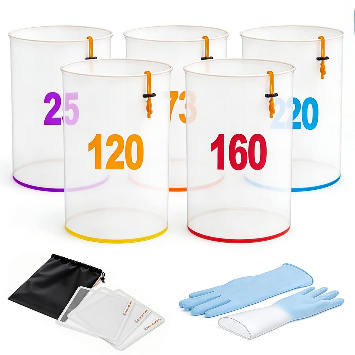 Cosensi- Bubble Bags 5 Liter - Professionele Schuimzakkenset - IJswater-Extractieset - Filterzakken 25/220 Micron - Hoogwaardig Nylonweefsel - Trekkoordsluiting
