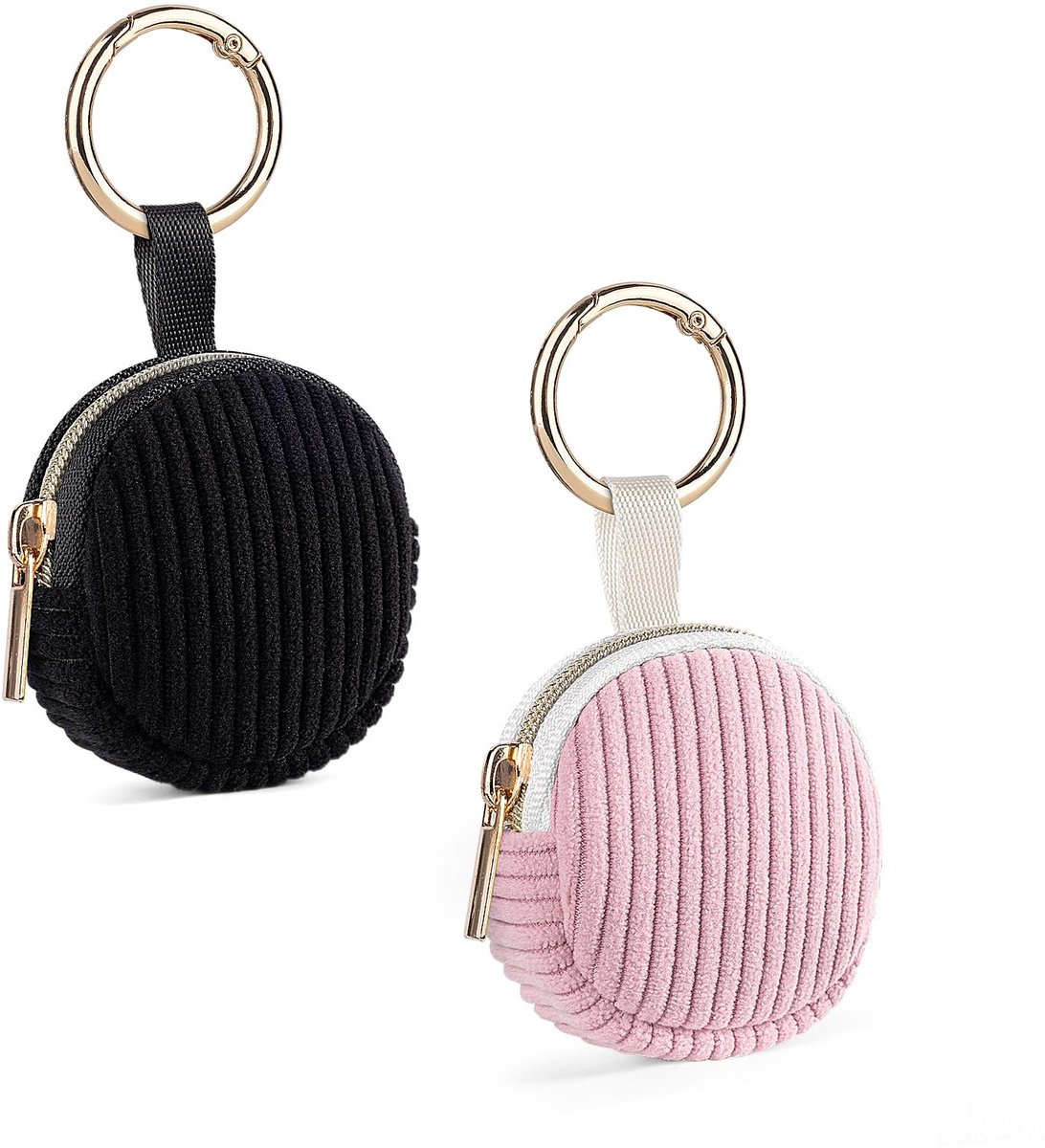 Cosensi- Sieradenbox Reis - Mini Sieradendoos - Multifunctionele Etui - Sleutelhanger - Lichtroze/Zwart - 5.5 x 5.8 x 2 cm - Sieradenetui