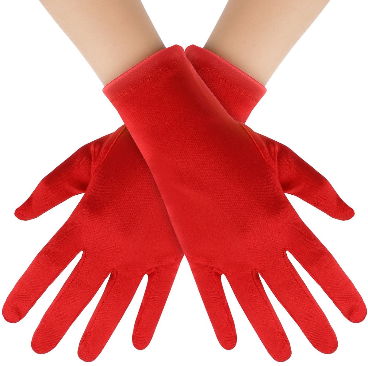 Cosensi- Vingerhandschoenen Korte Satijnen - Bruids/Feesthandschoenen - Elastisch/Duurzaam - Comfortabel - Geschikt voor Dames - Lengte 22 cm - Handschoenen