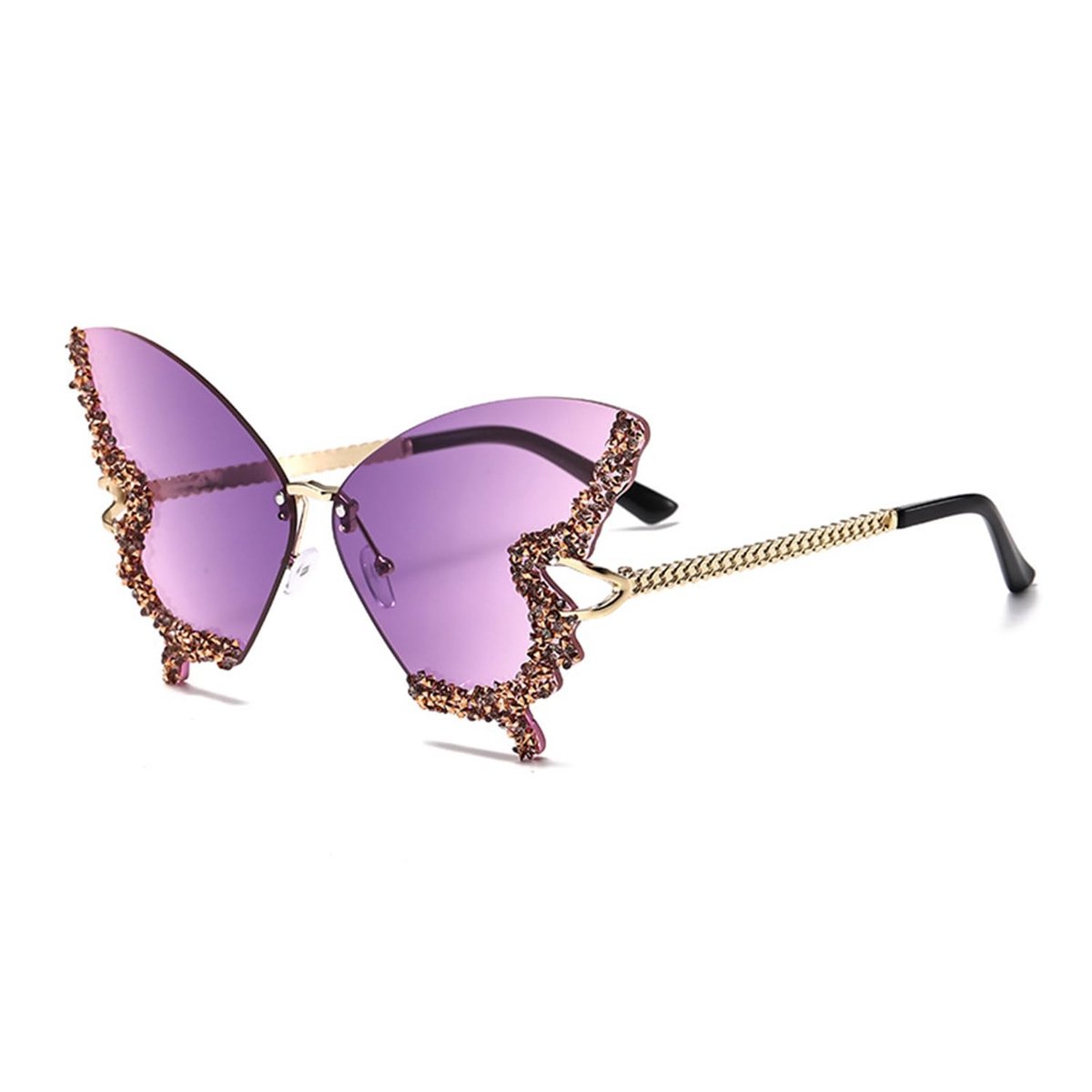Cosensi- Zonnebril Vlinderstijl - Zonnebril Dames - Strass/Materiaal - 150 x 68 mm - Eén stuk - Duurzaam/Comfortabel - Fashion Sunglasses