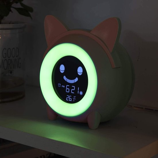 Digitale Wekker - Nachtlampje Geluidsmachine - Rustig Wakker Worden - 5 Kleuren Verlichting - 1 Stuk - Roze — afbeelding 5