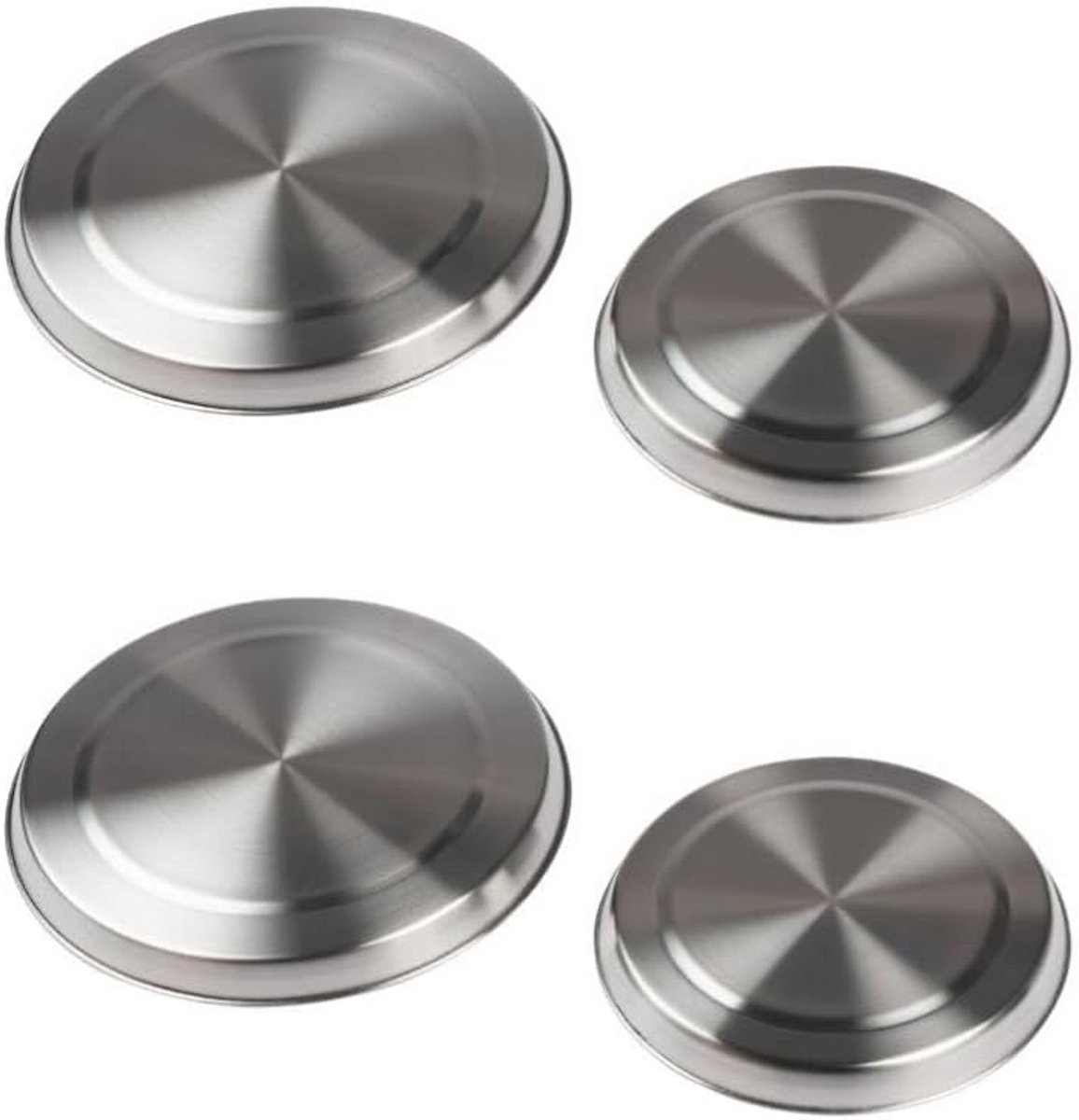 Fackelmann 9928250 set van 2 afdekplaten voor gas- en elektrische kookplaten kookplaatafdekking roestvrij staal 16 en 20 cm 2 stuks