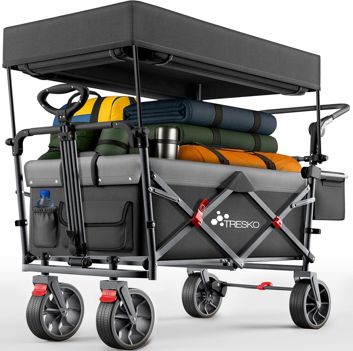 Rolcontainer 650L, afneembare bak met deksel, stevig stalen frame, 2 wielen, hefbaar as-systeem, gebruik in buitenlucht, bestand tegen weer en wind