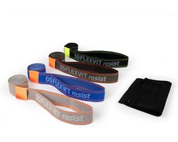 FLEXVIT Resist Band: Fitness Bands for Effective Full Body Workout, HIT, Coordination, Stabilisation and Resilience, 4 Strengths, Beginners and Professionals