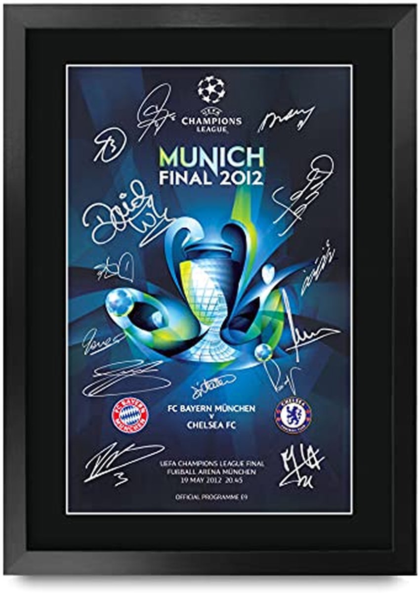 A3 Ingelijste Gesigneerde Voetbal Print - Perfect Cadeau Voor Fans