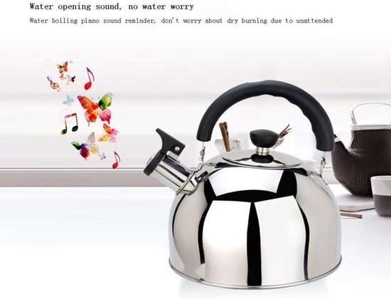 Kettle Whistles for Gas Hob Stainless Steel Tea Flute for Hob Anti-scalding Handle Fast Cooking Kettle Whistling Teapot Home Camping (Stainless Steel 3L) — afbeelding 5
