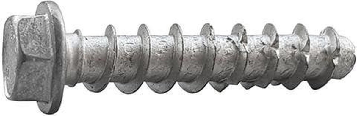 Betonschroeven - Zeskant schroeven - Bevestigen in beton - Zink coating - 5 x 60 mm - Zilverkleurig