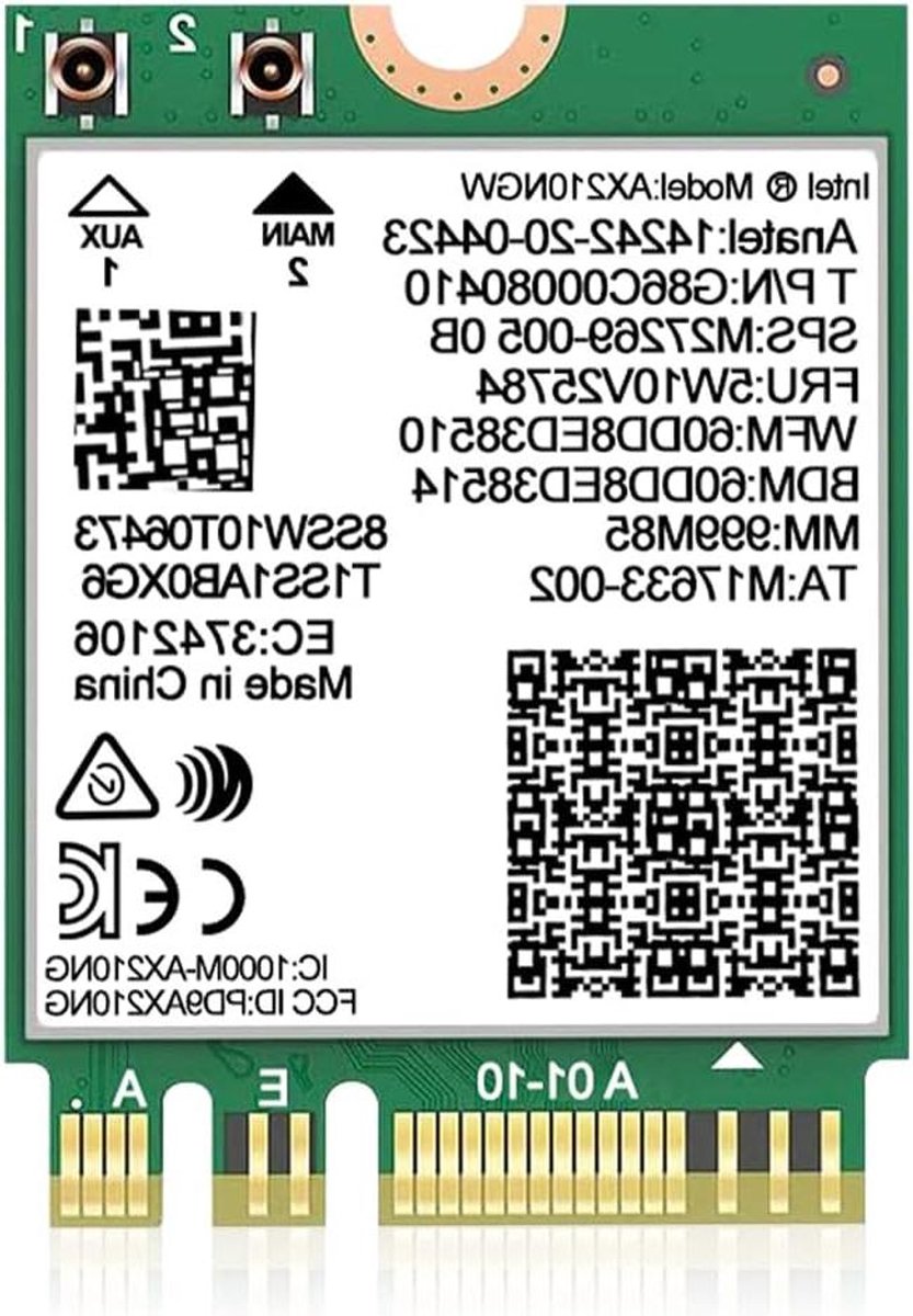 Draadloze Netwerkkaart - WiFi Adapter - Snelle Internetverbinding - Wi-Fi 6E Technologie - M.2 NGFF - Zwart