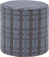 WOOOD Sarli Poef Hoog Dessin - Chenille - Grijs/blauw - 46x46x46