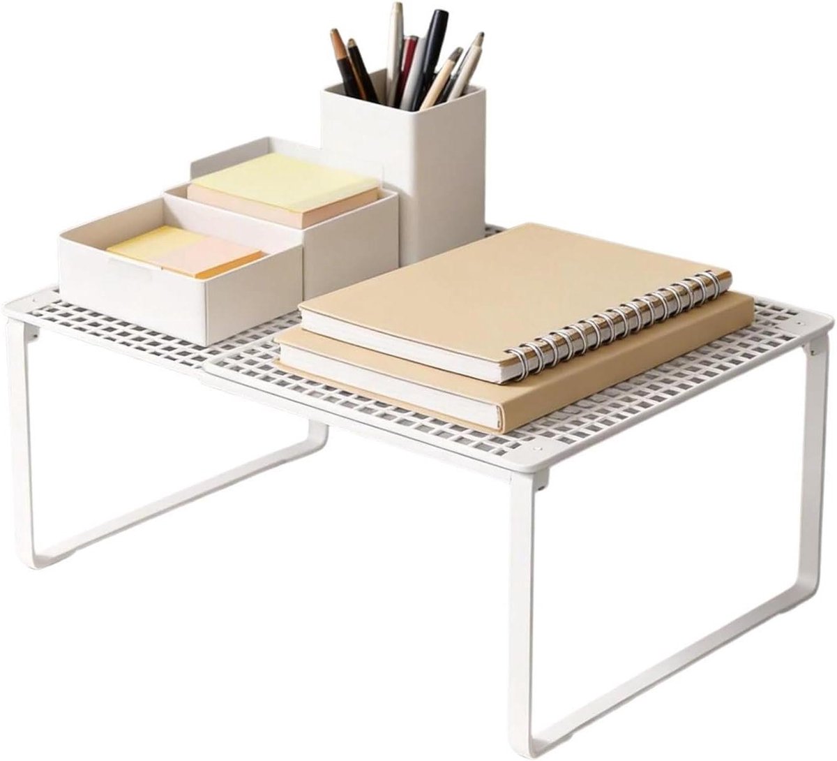 Kast Organizer - Opbergrek - Ruimte Besparen - Uitschuifbaar Stapelbaar - 62x27x22 cm - Wit