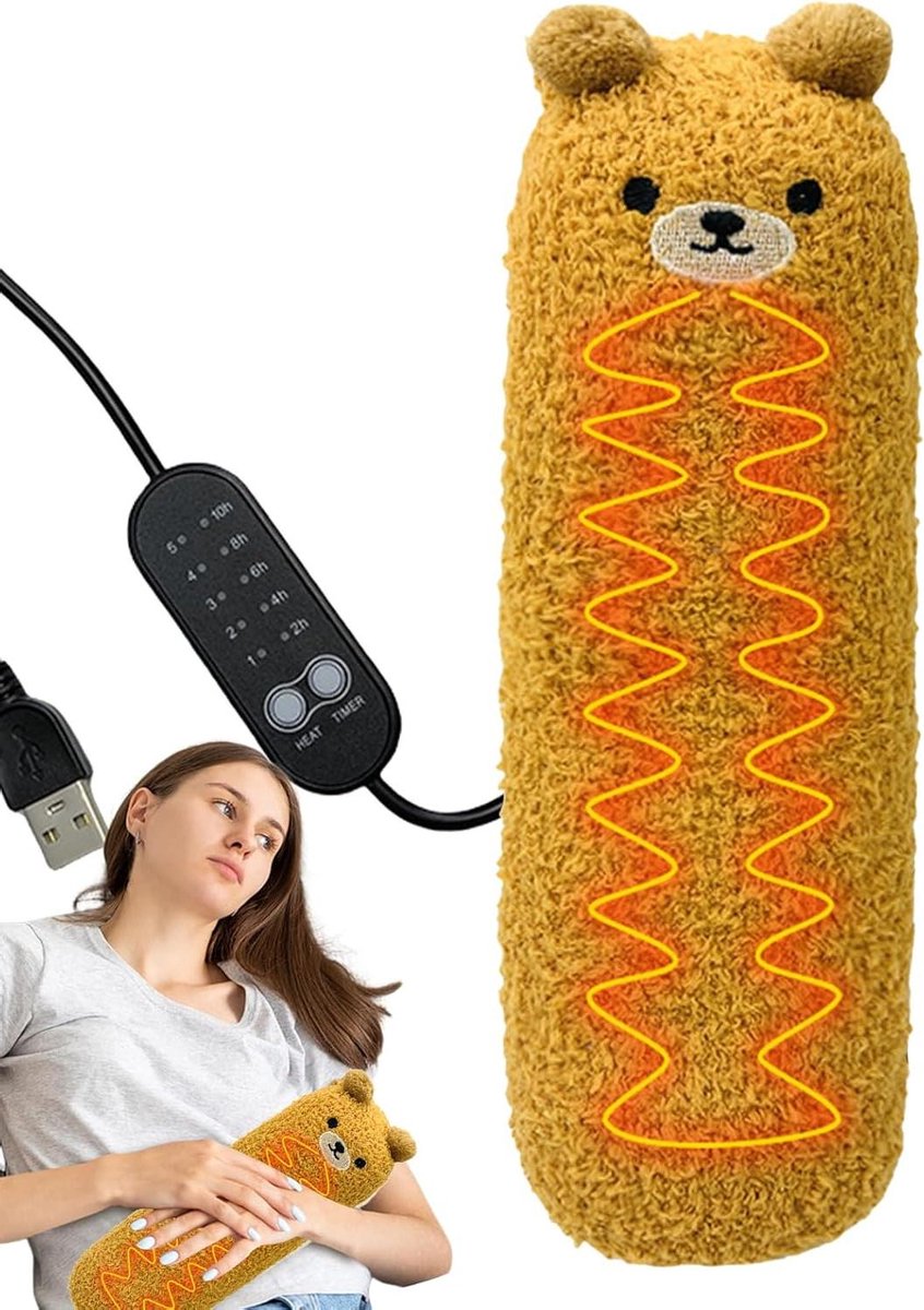 Verwarmingskussen Dier - Pluche Warmtekussen - Lichaamsklachten Verlichten - Schattig Dierenontwerp - 30 cm - Bruin