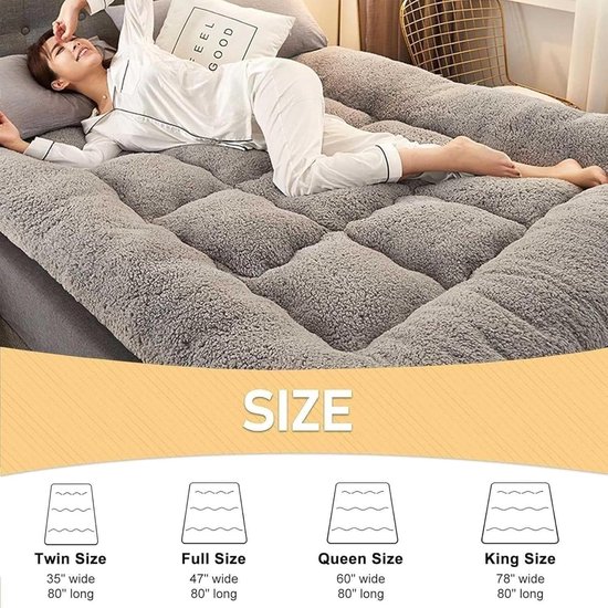 Dikke Futon Matras - Vloerbed - Ruimte Besparen - Draagbaar & Opvouwbaar - 39x80 inch - Wit — afbeelding 4