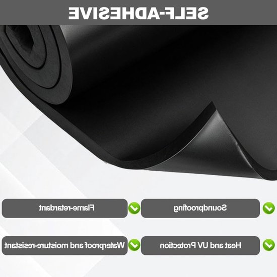 Zelfklevende isolatiemat voor auto en caravan, 20 mm dik, geluidsisolatie, vochtbestendig en waterdicht, 150 x 30 cm schuimrubber mat — afbeelding 2