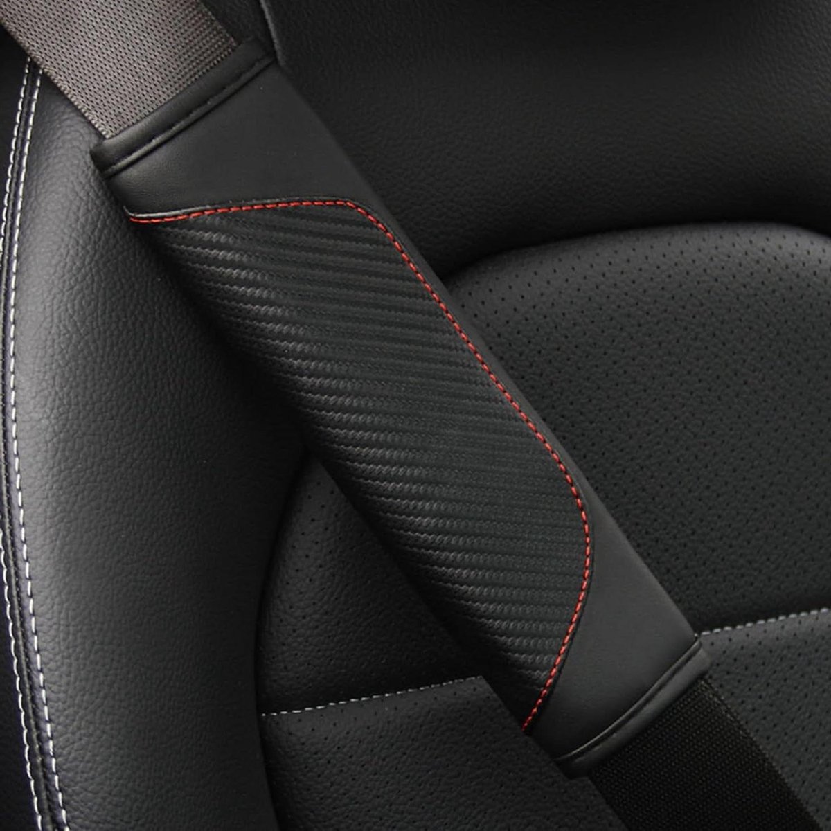 Gordelbeschermers Auto - Schouderkussens - Comfortabel Rijden - Verlicht Druk - 2 Stuks - Zwart