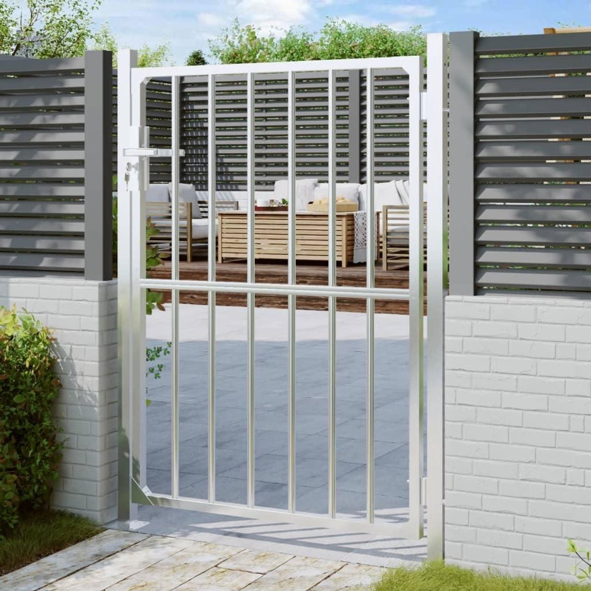 Tuinpoort - Hekpoort - Toegang Creëren - Roestvrij Staal - 100 x 150 cm - Zilverkleurig