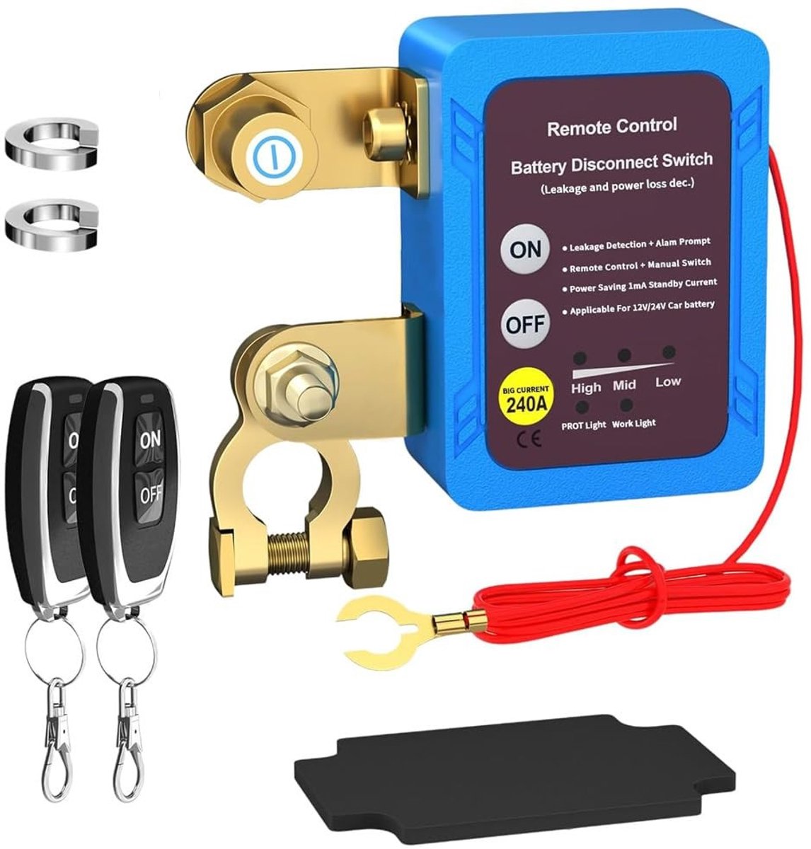 OmGoods - Dailygoody - Afstandsbediening Accu Scheidingsschakelaar - Voorkom Accu Ontlading - Platte Installatie - Handmatig en Afstandsbediening - Voor Auto Vr