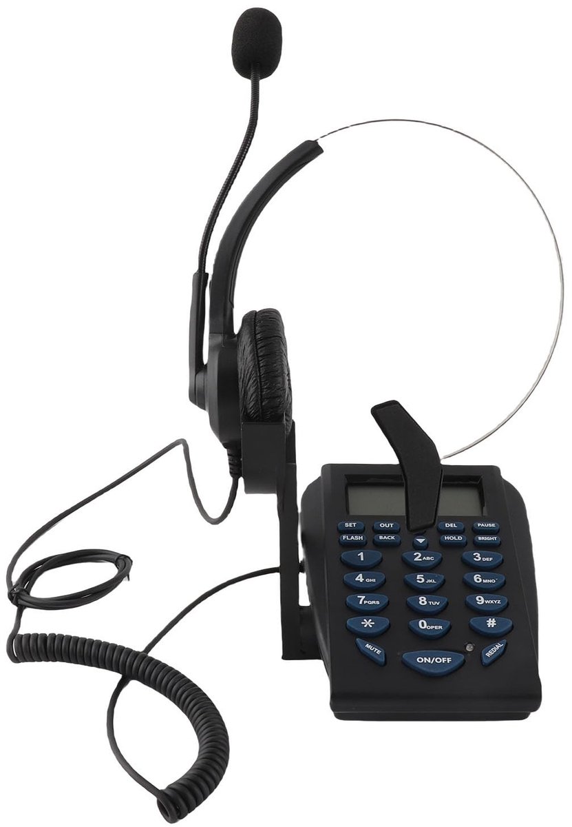 OmGoods - Dailygoody - Verkeerstelefoon - Callcenter Telefoon - Ruisonderdrukking - Vaste Telefoon met Hoofdtelefoon - Nummerherkenning - Geschikt voor Kantoor ...
