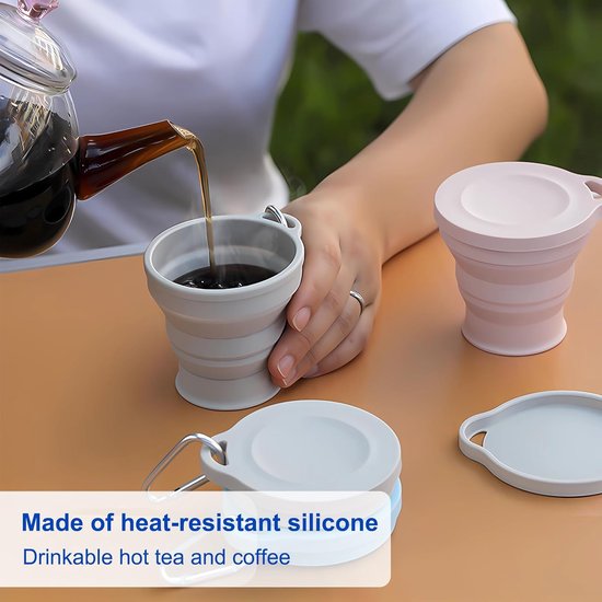 Opvouwbare Beker - 4 Stuks - Pocket Cup - Pocket Cup - Travel Cup - Koffie / Theebeker - Herbruikbaar - Opvouwbaar - Camping - Herbruikbaar - Voor de sportschool - op reis en dagelijks gebruik - 180 ml — afbeelding 2