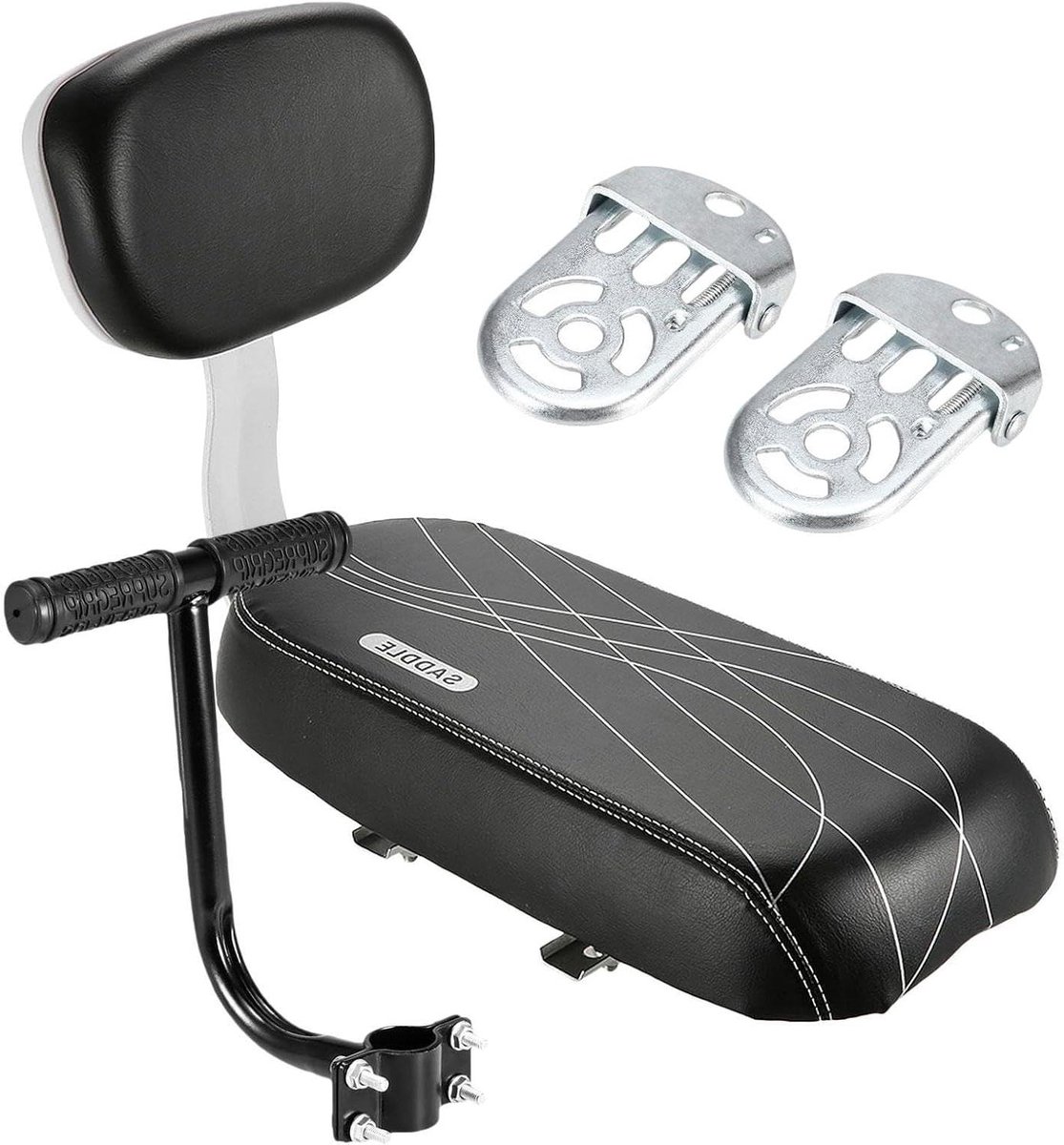 Fietszitje Achter - Kinderfietsstoel Kinderdrager - Veilig Fietsen - Met Armleuning Voetsteun - 37 x 24 x 16 cm - Zwart