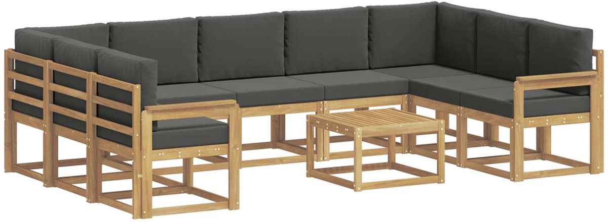 vidaXL Buiten - bank - set - 10 - st - 9-zits - Wit - en - antracietkleurig - Polyester Wit en antracietkleurig