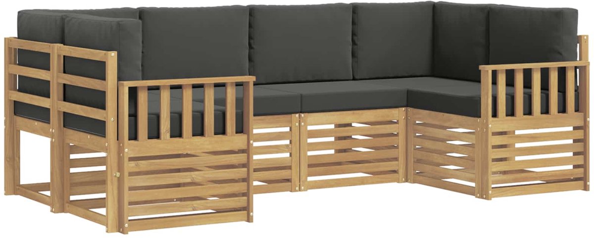 vidaXL Buiten - bank - set - 6 - st - 6-zits - Wit - en - Anthraciet - Polyester Wit en Anthraciet