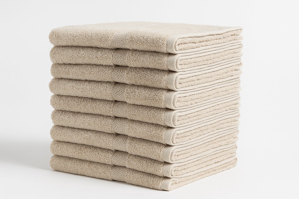 Handdoeken taupe 50x100cm set van 10 - 100% Katoen 400g/m2