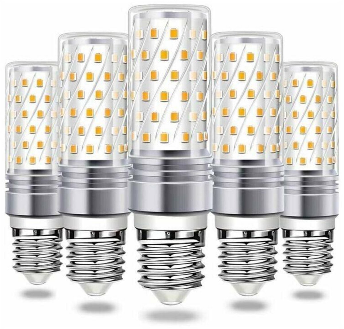 GelldG 5 Stuks LED-lampjes - E27 16W Warm Licht - 8,3x3cm - Geschikt voor Algemene Verlichting en Huishoudelijk Gebruik - Metalen Behuizing - Niet-dimbaar - AC 220-240V Zilver