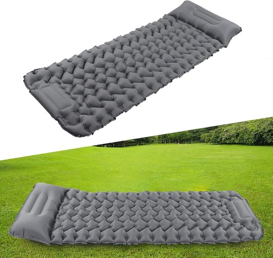 Kampeer slaapmat - Zelfopblazend matras - Buiten slapen - Voetpomp inflatie - 196 x 68 cm - Blauw — afbeelding 3