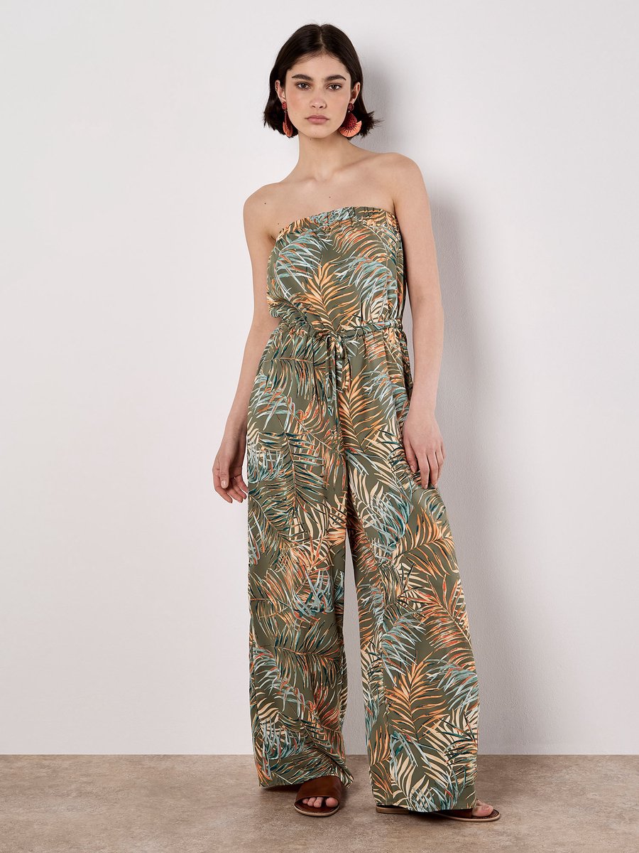 Bandeau Leaf Wide Leg Jumpsuit