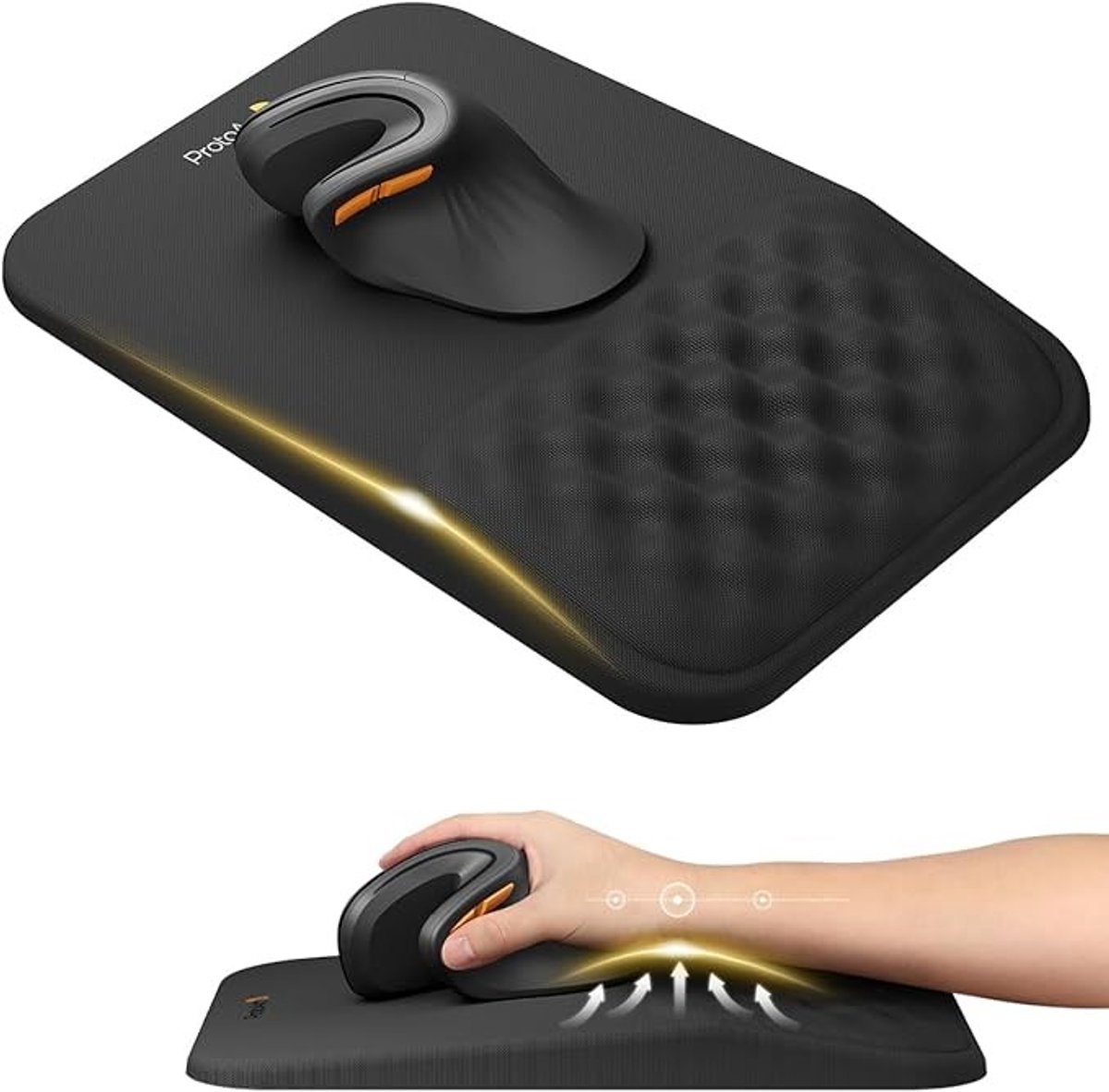 Ergonomische muismat met Lycra stof - Zwart