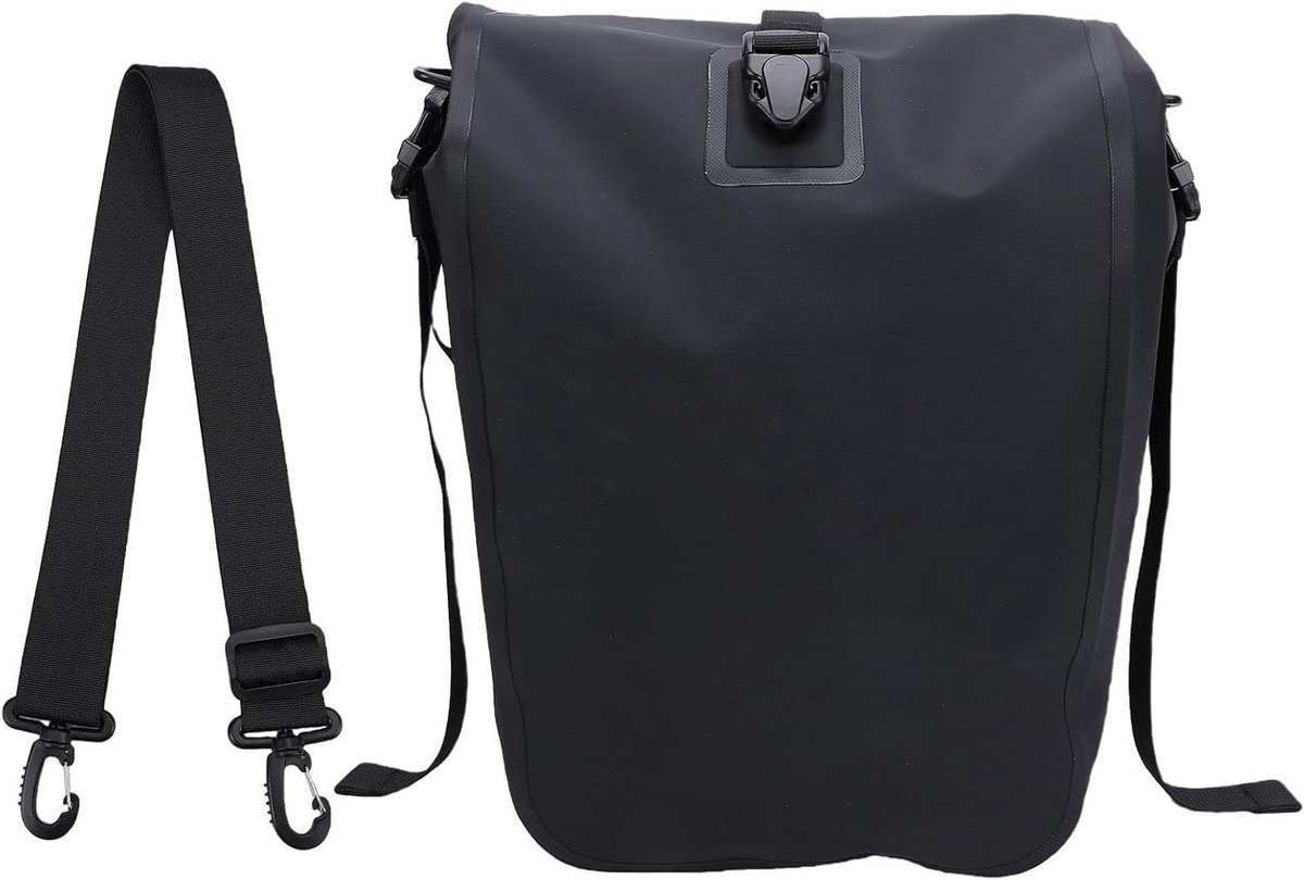 Fietstassen Set - Bagagedrager Tassen - Woon-werkverkeer Reizen - Regenbestendig PVC Materiaal - 18-28 Liter - Zwart