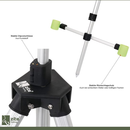 Hengelhouders - Visstandaard Rod Pod - Vissen op strand - Verstelbaar tot 180cm - Voor 2 hengels - Zilver — afbeelding 2