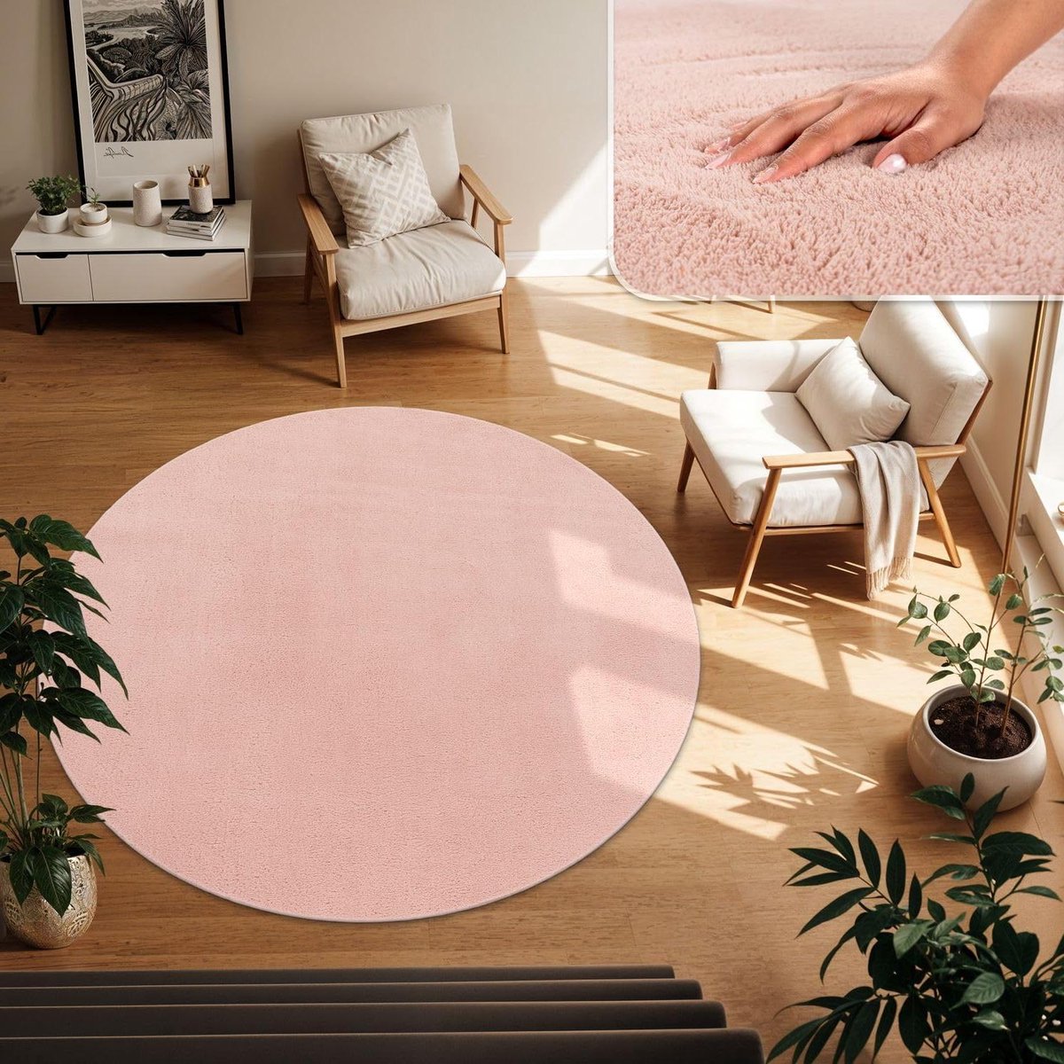 Ronde vloerkleed - Zacht tapijt - Woonkamer decoratie - Geschikt voor vloerverwarming - 80