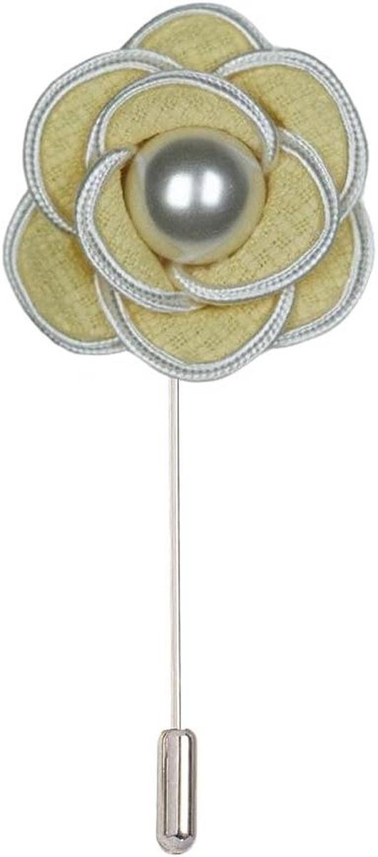 Bloem Corsage - Rozen Speld - Feestelijke Decoratie - Satijn Afwerking - 5 x 9 cm - Zilver