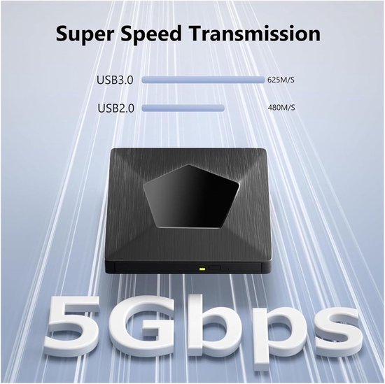 Externe Blu-ray Speler - Draagbare Brander - Films Kijken - USB 3.0 Snelheid - 2 MB Cache - Zwart — afbeelding 4