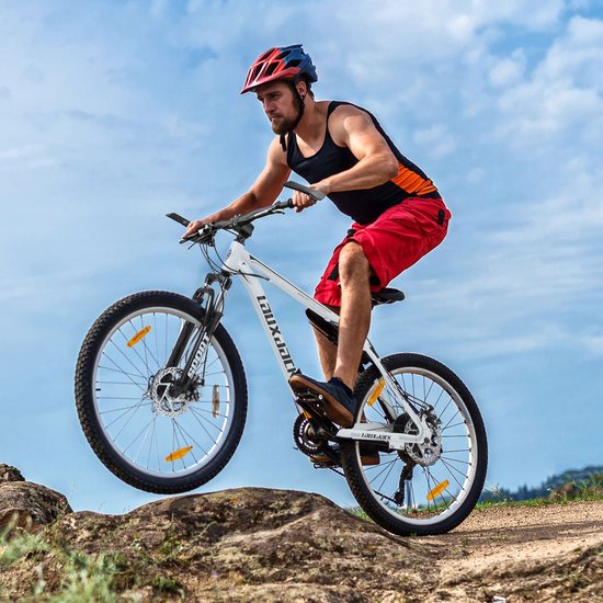 Mountainbike -26 inch - Hardtail mountainbike - 21 Versnellingen - unisex - Shimano Tourney derailleur - schijfremmen - Met schokabsorberende voorvork - Draagvermogen 120 kg - Geschikt 160 cm en langer - Wit — afbeelding 5