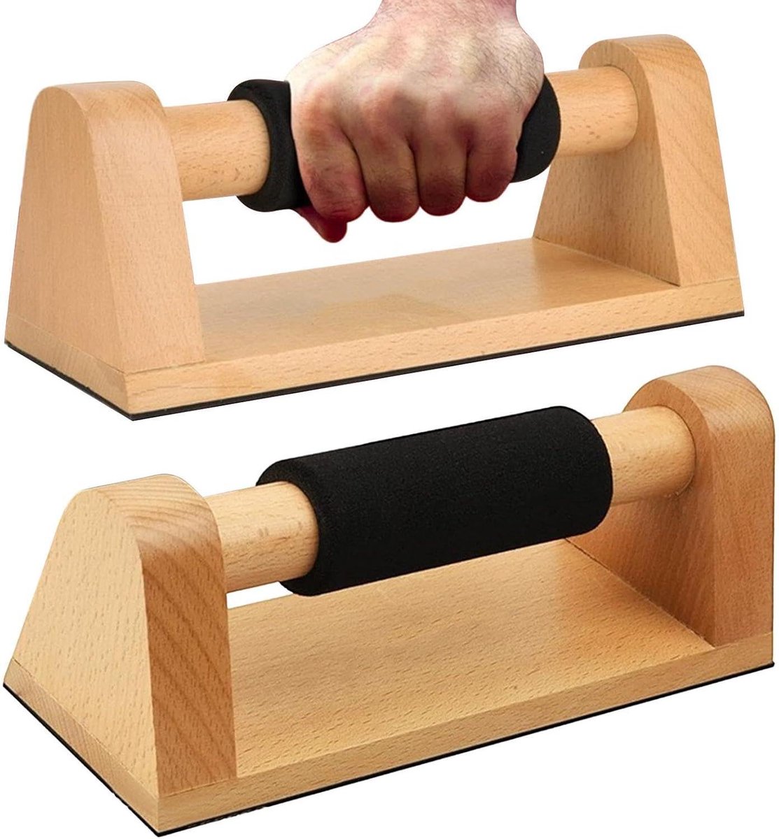 Pompstangen Set - Houten Handgrepen - Spieropbouw Training - Antislip Vloerbescherming - 2 Stuks - Niet gespecificeerd