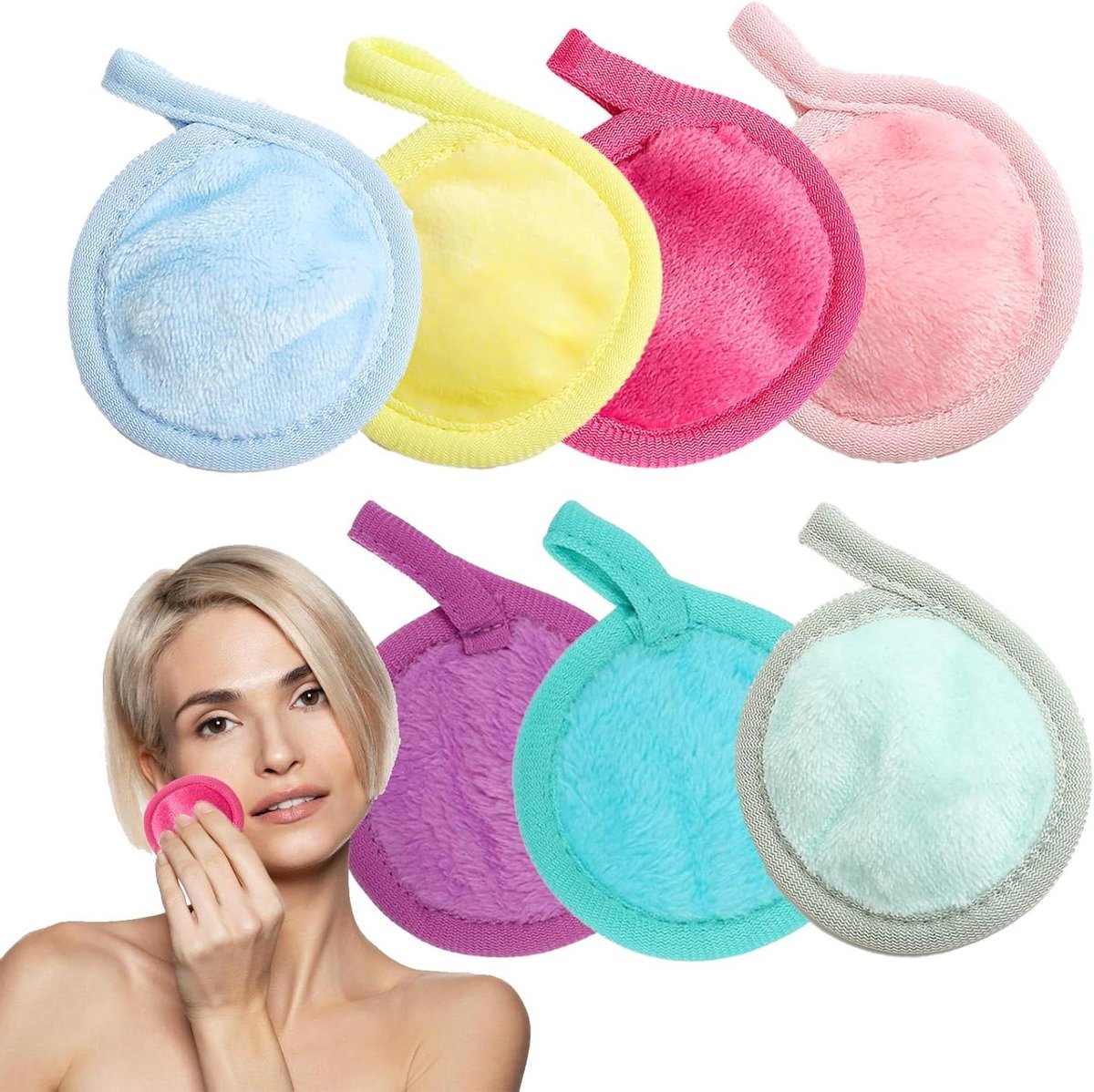 Make-up Pads - Herbruikbare Wipes - Gezichtsreiniging - Zacht Flanel - 7 Stuks - Mix Kleuren