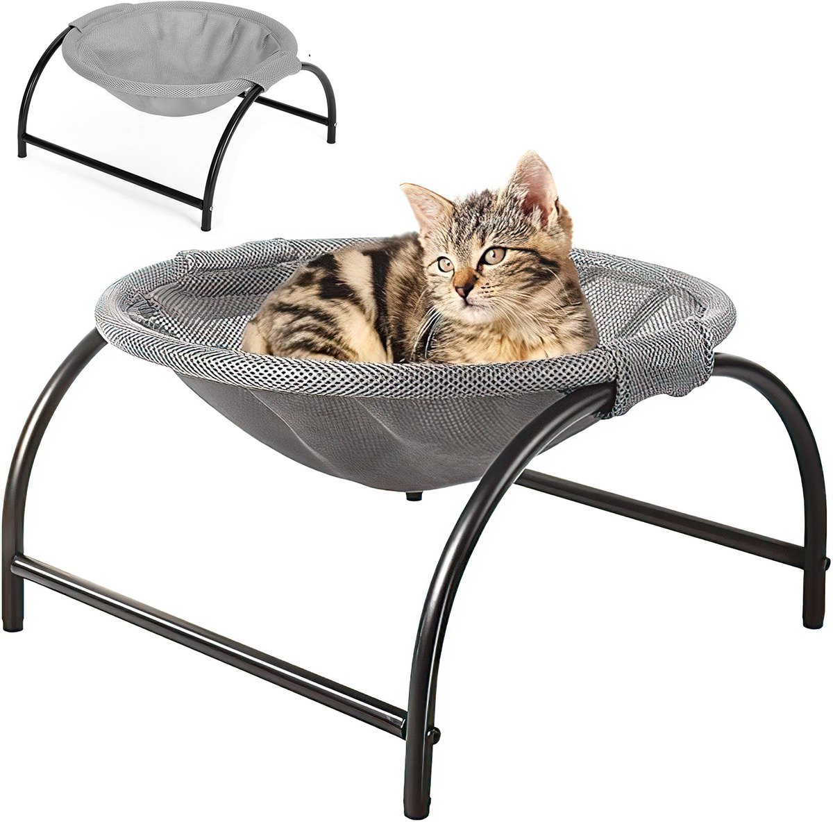 Hangend Huisdierbed voor Katten en Kleine Honden – Ronde Ademende Hangmat Slaapmand Grijs