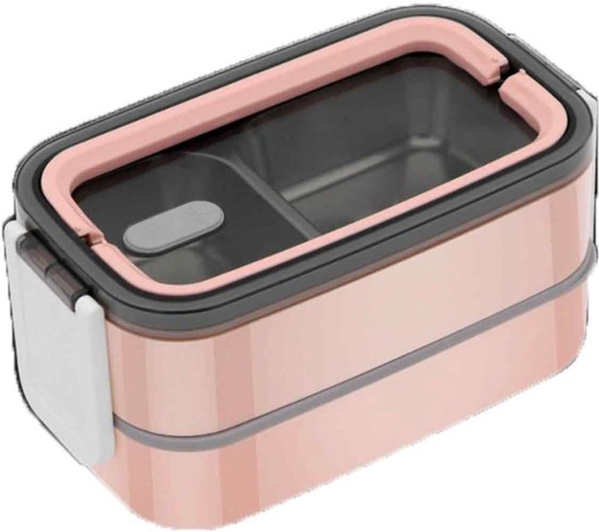 1 stuk 304 roestvrijstalen lunchbox - bento - 2 lagen - magnetronbestendig - draagbaar, voedselcontainers - voor volwassenen - kinderen - school - kantoor - Roze