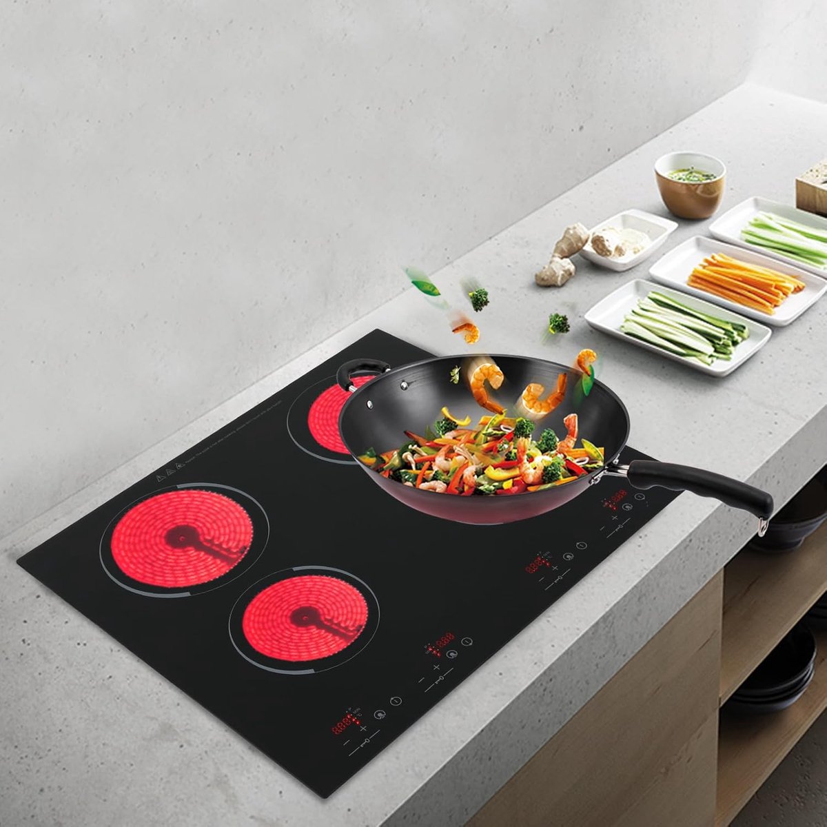 Keramische Kookplaat - Inductie Kookplaat Inbouw - Efficiënt Koken - 4 Kookzones - 60 cm - Zwart