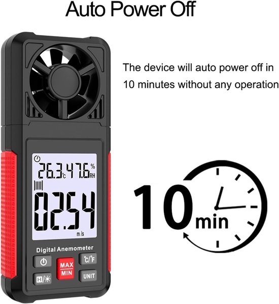 Digitale Windmeter - Anemometer Windsnelheidsmeter - Buitenactiviteiten Meten - LCD Achtergrondverlichting - 142 x 26 x 58 mm - One Color — afbeelding 5