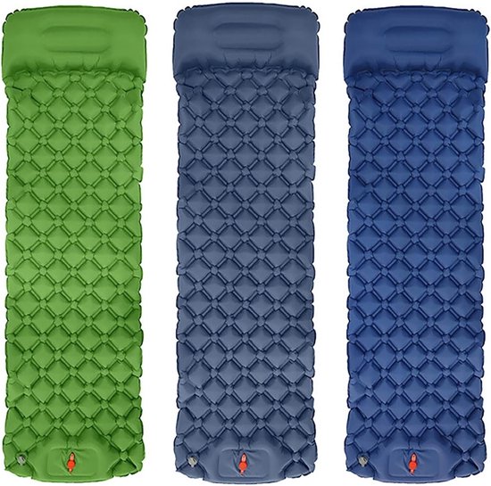 Kampeer Matras - Slaapmat Opblaasbaar - Buiten Slapen - Zelf Opblazend - 190x58x5cm - Blauw — afbeelding 3